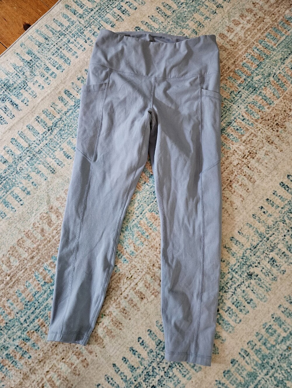 Velocity Pale Blue High-Waist Performance Leggings with Side Pockets